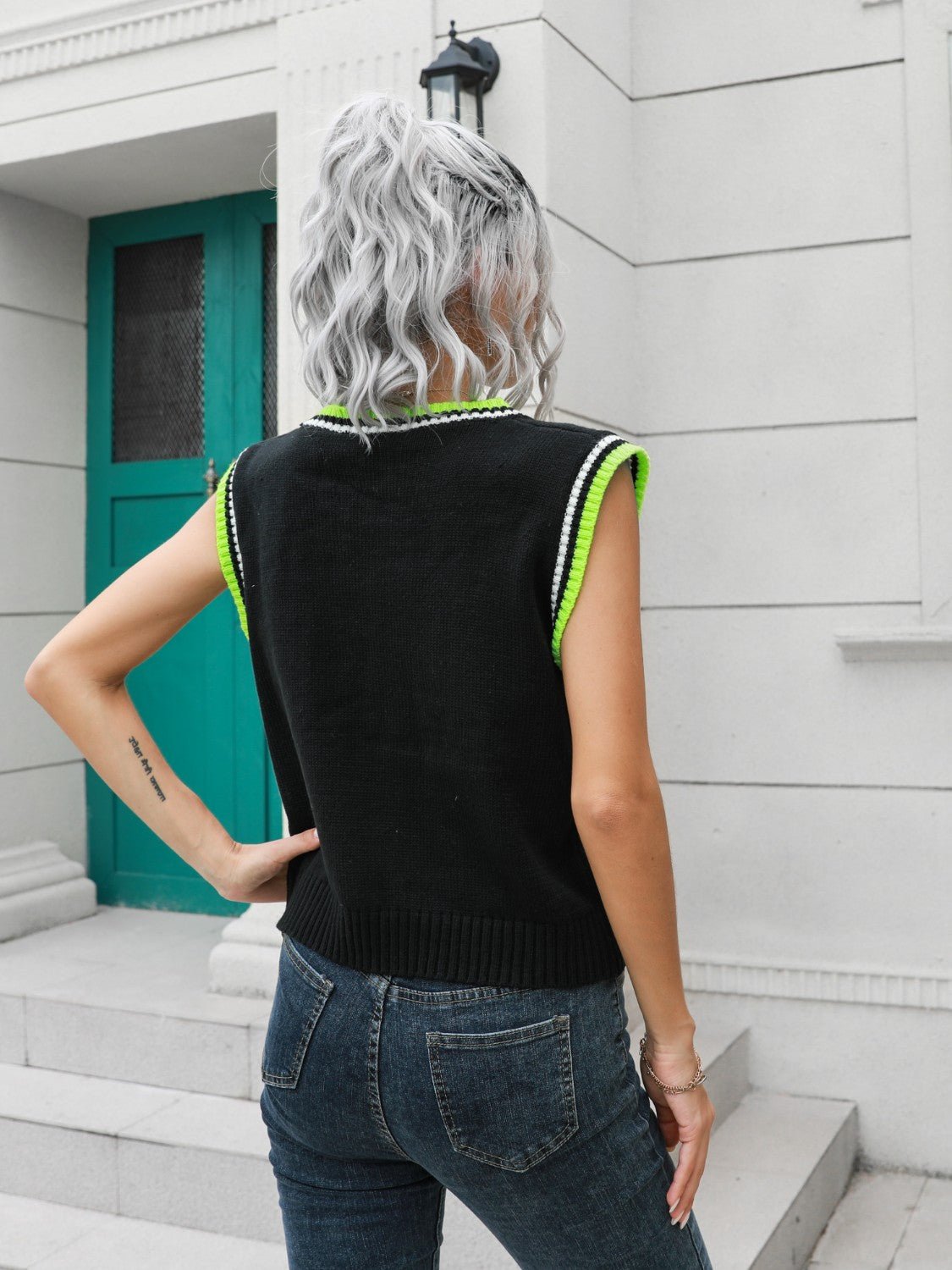 Geometric V-Neck Sweater Vest - Mad Gringa Hats & Boutique