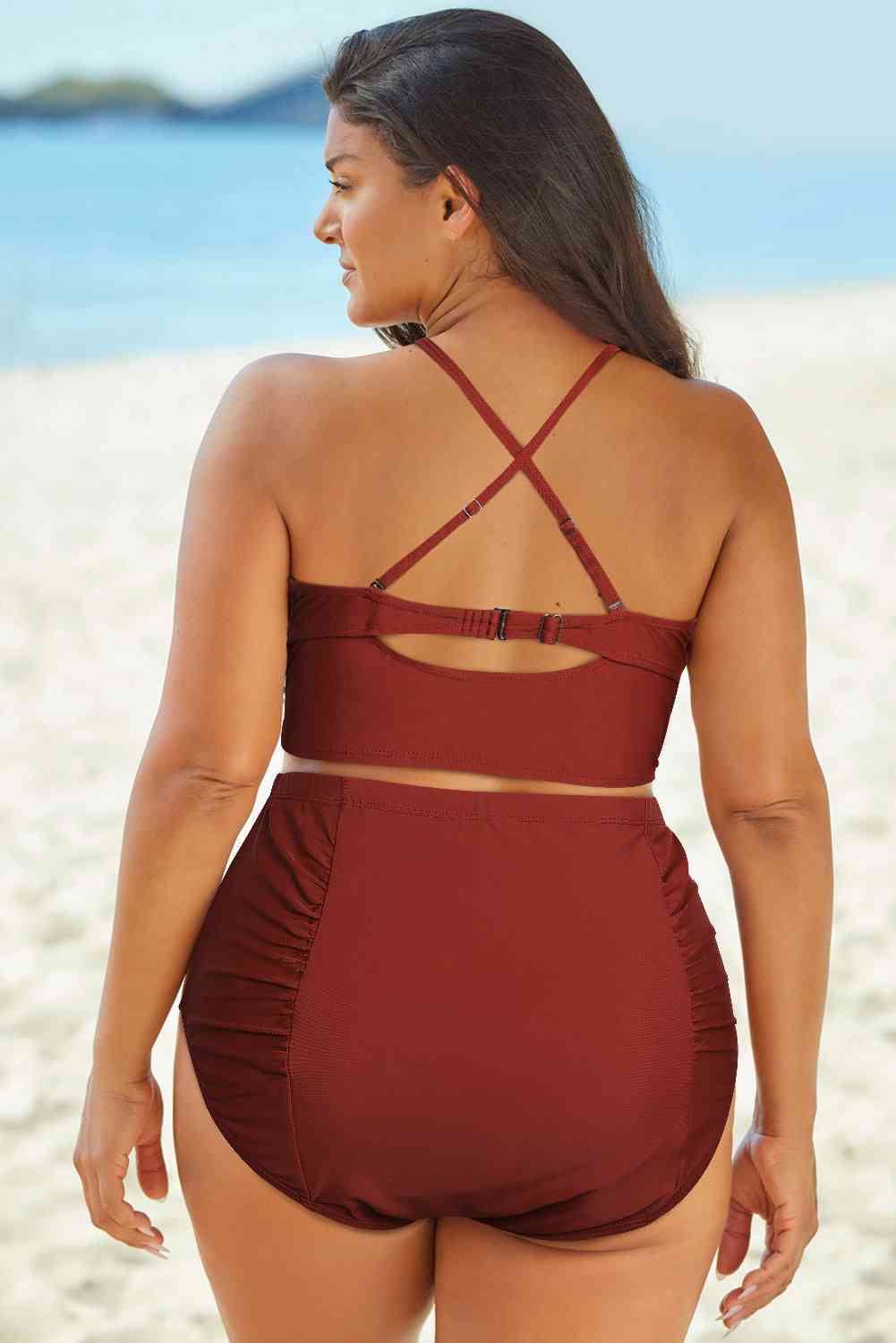 Halter Neck Crisscross Ruched Two-Piece Swimsuit - Mad Gringa Hats & Boutique