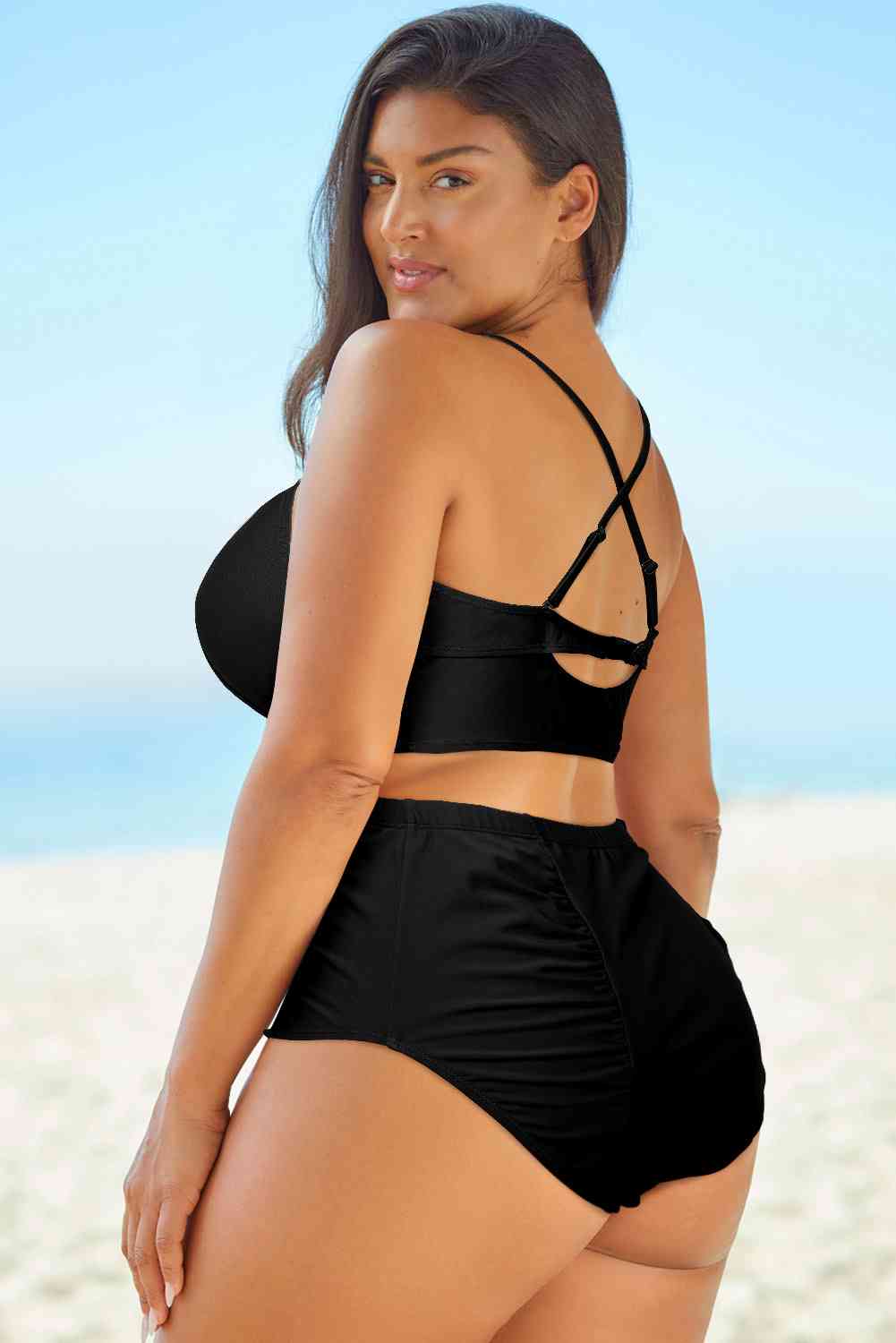 Halter Neck Crisscross Ruched Two-Piece Swimsuit - Mad Gringa Hats & Boutique