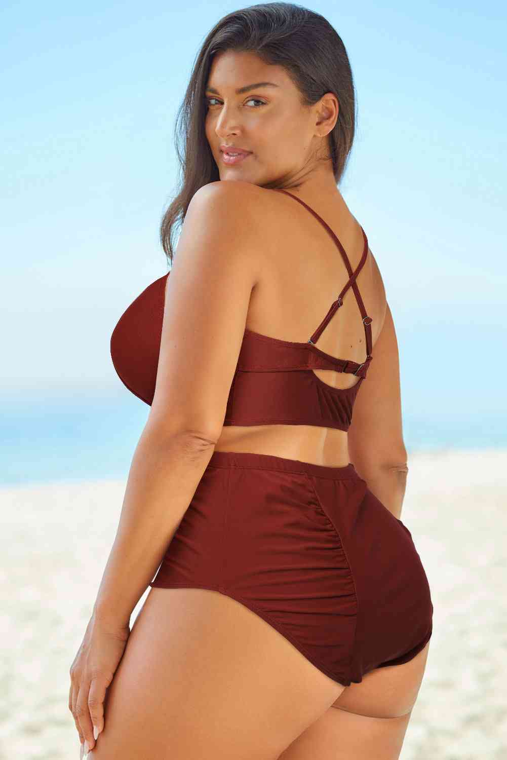 Halter Neck Crisscross Ruched Two-Piece Swimsuit - Mad Gringa Hats & Boutique