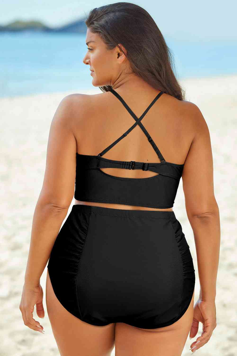 Halter Neck Crisscross Ruched Two-Piece Swimsuit - Mad Gringa Hats & Boutique