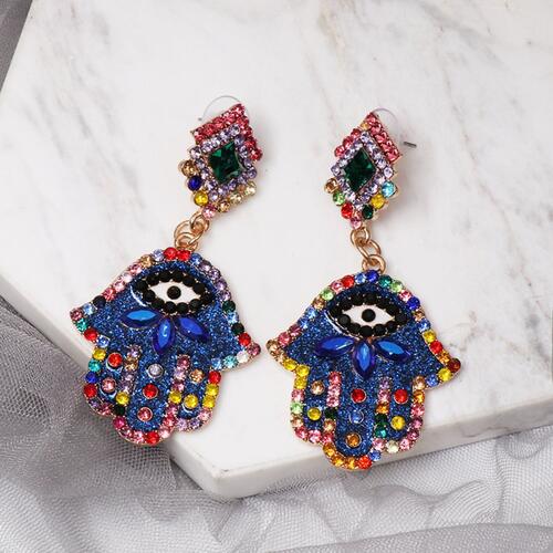 Hamsa Hands Rhinestone Earrings - Mad Gringa Hats & Boutique