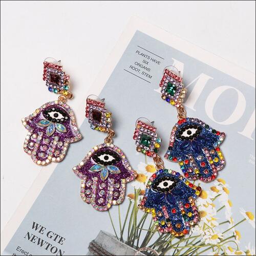 Hamsa Hands Rhinestone Earrings - Mad Gringa Hats & Boutique