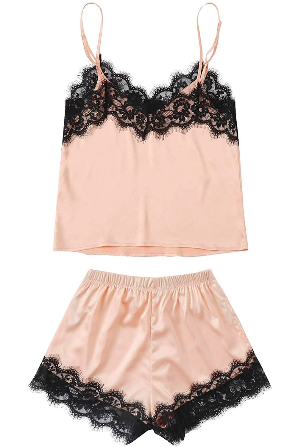 Lace Detail Spaghetti Strap Top and Shorts Lounge Set - Mad Gringa Hats & Boutique