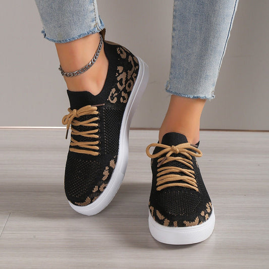 Lace-Up Leopard Flat Sneakers - Mad Gringa Hats & Boutique