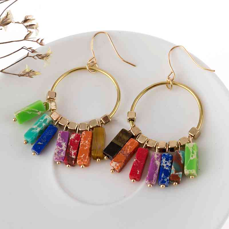 Multicolored Stone Dangle Earrings - Mad Gringa Hats & Boutique