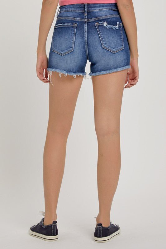 Risen Mid-Rise Bottom Hem Distressed Detail Shorts - Mad Gringa Hats & Boutique