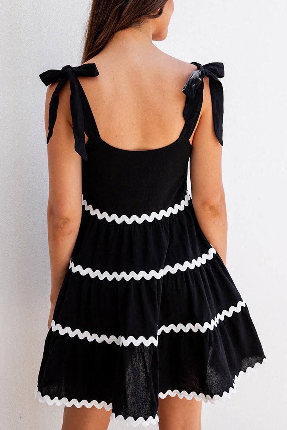 Ricrac Trim Colorblock Knotted Straps Babydoll Dress - Mad Gringa Hats & Boutique