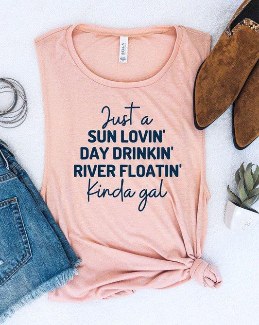 River Lovin Graphic Bella Canvas Flowy Muscle Tank - Mad Gringa Hats & Boutique