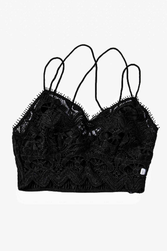 Smocked Eyelash Trim Lace Bralette - Mad Gringa Hats & Boutique