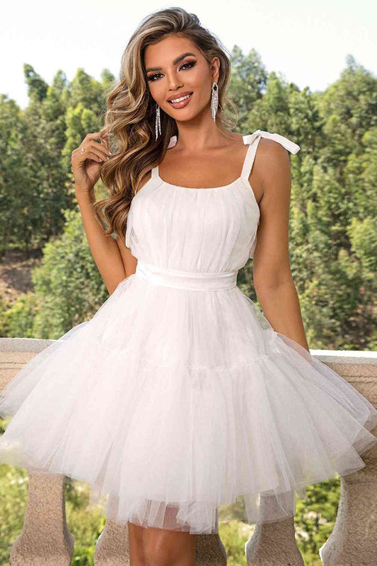 Tie-Shoulder Mesh Dress - Mad Gringa Hats & Boutique