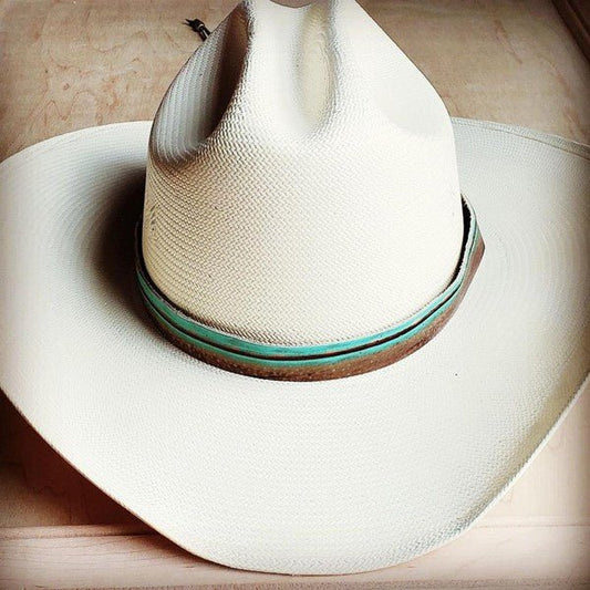Turquoise Navajo Embossed Leather Hat Band - Mad Gringa Hats & Boutique