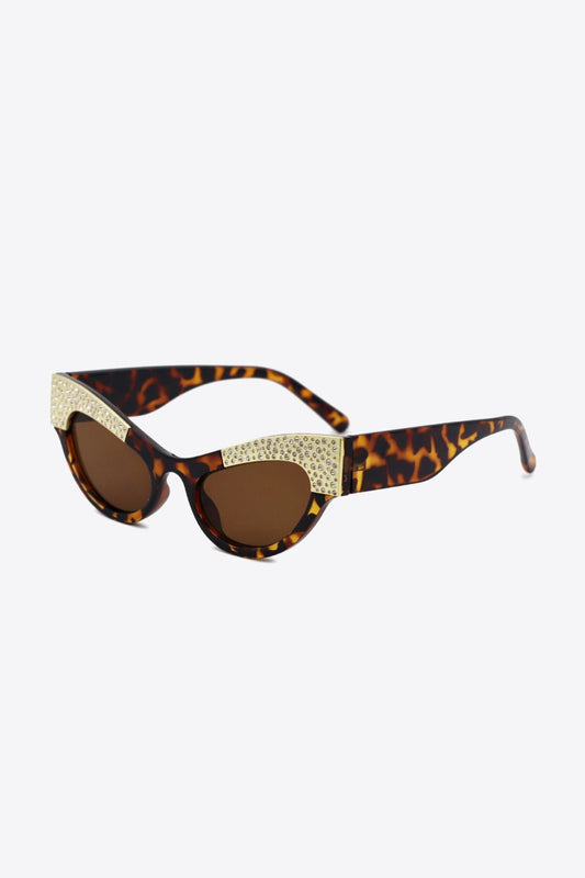 UV400 Rhinestone Trim Cat-Eye Sunglasses - Mad Gringa Hats & Boutique