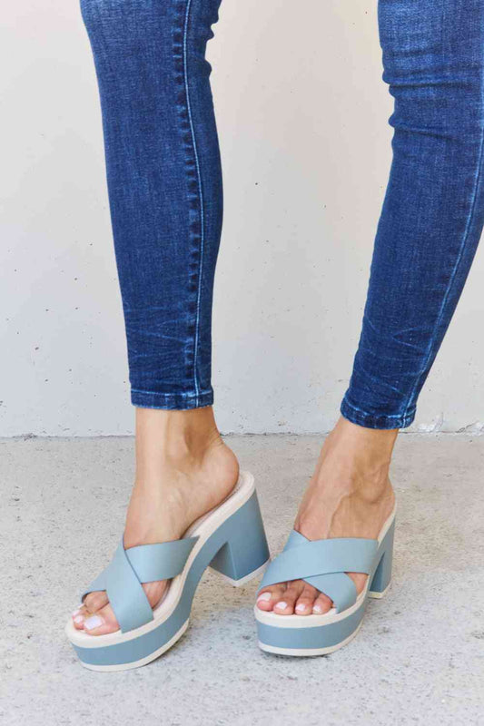 Weeboo Cherish The Moments Contrast Platform Sandals in Misty Blue - Mad Gringa Hats & Boutique