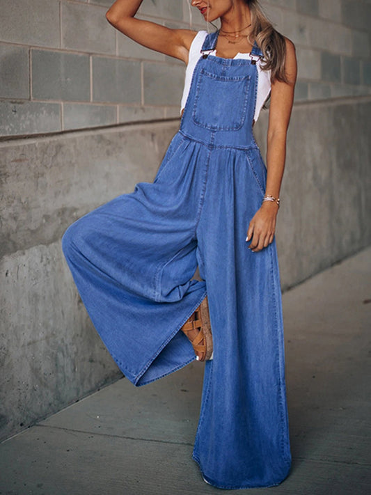 Wide Leg Denim Overalls - Mad Gringa Hats & Boutique